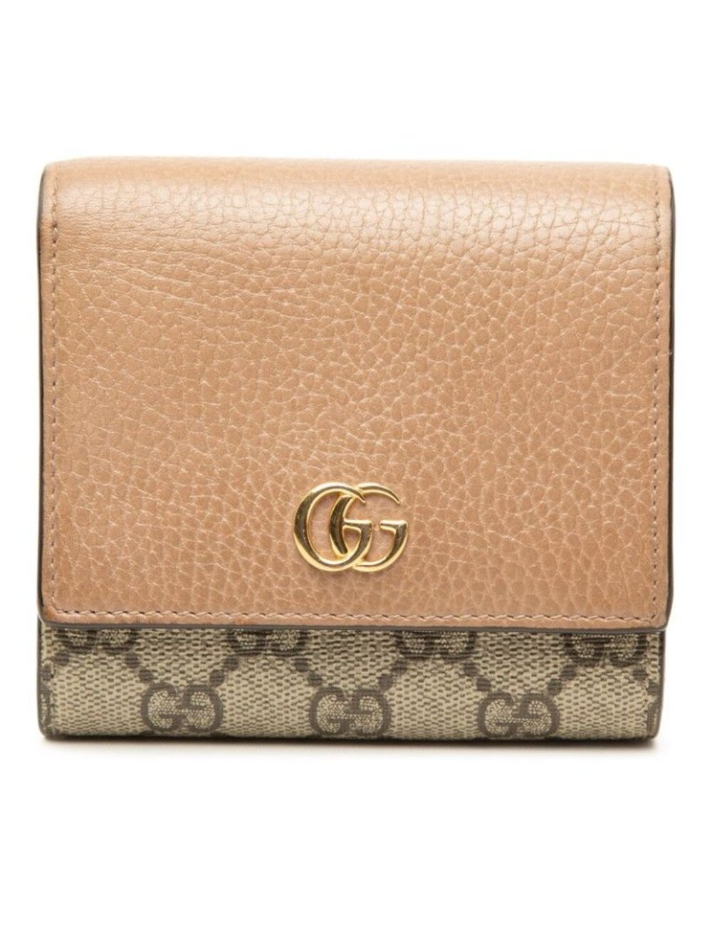 Gucci GG Supreme Bifold Wallet Beige Brown Leather